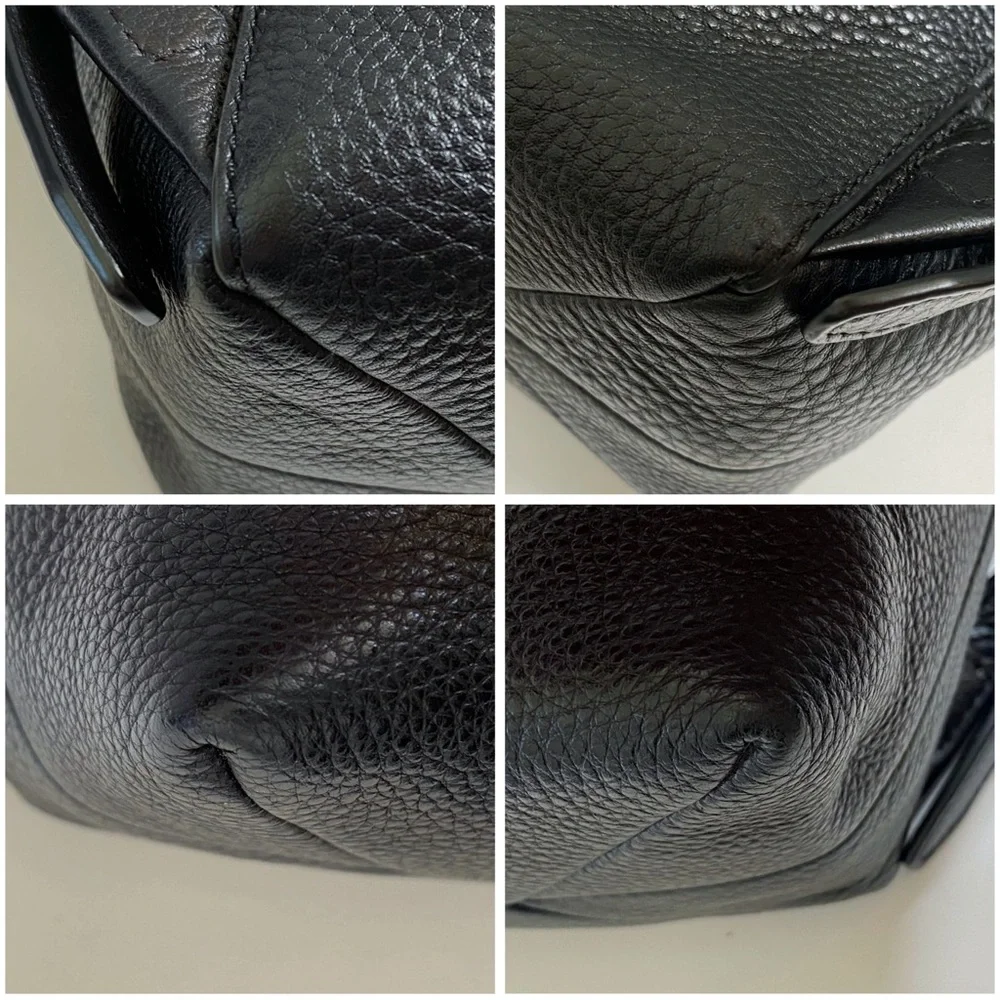 SILVER HARDWARE MICHAEL KORS BLACK RHEA SLIM PEBBLED LEATHER BACKPACK PURSE - Picture 7 of 9